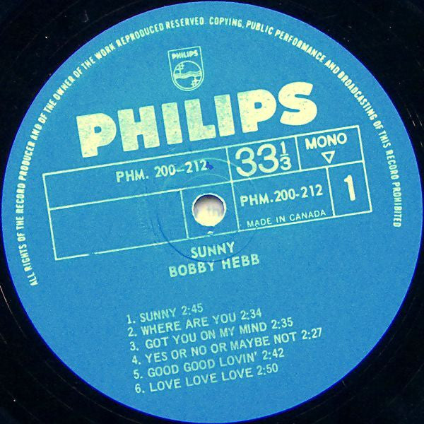 Bobby Hebb : Sunny By Bobby Hebb (LP, Album, Mono)