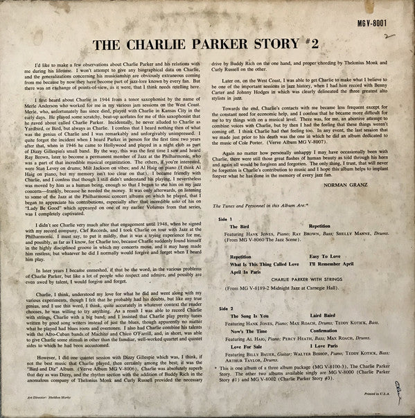 Charlie Parker : The Charlie Parker Story #2 (LP, Comp, Mono)