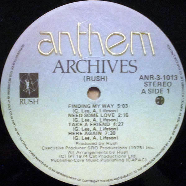 Rush : Archives (3xLP, Comp, RE, Bla)