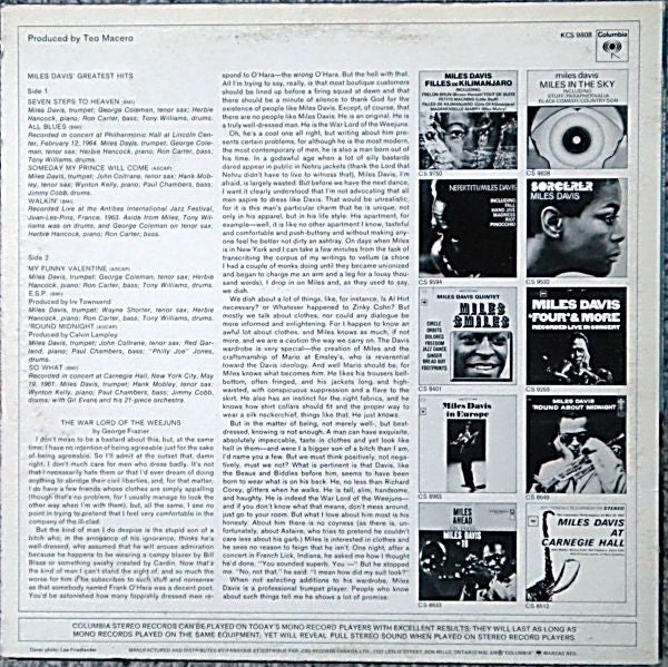 Miles Davis : Miles Davis' Greatest Hits (LP, Comp, RE)