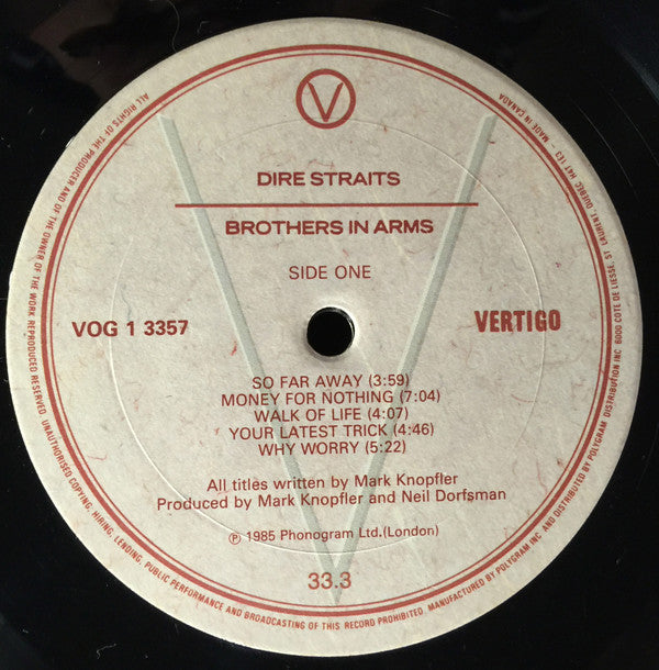 Dire Straits : Brothers In Arms (LP, Album)