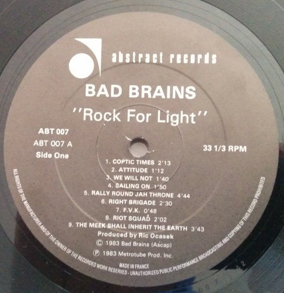 Bad Brains : Rock For Light (LP, Album)