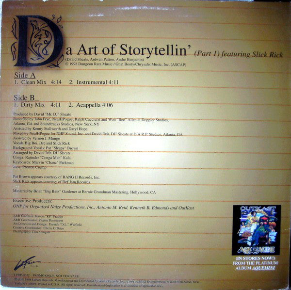 OutKast Featuring Slick Rick : Da Art Of Storytellin' (Part 1) (12", Single, Promo)
