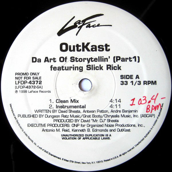 OutKast Featuring Slick Rick : Da Art Of Storytellin' (Part 1) (12", Single, Promo)