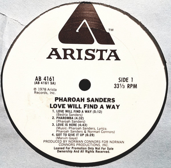 Pharoah Sanders : Love Will Find A Way (LP, Album, Promo)