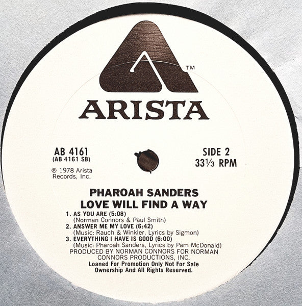 Pharoah Sanders : Love Will Find A Way (LP, Album, Promo)
