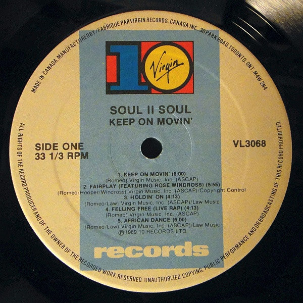 Soul II Soul : Keep On Movin' (LP, Album)