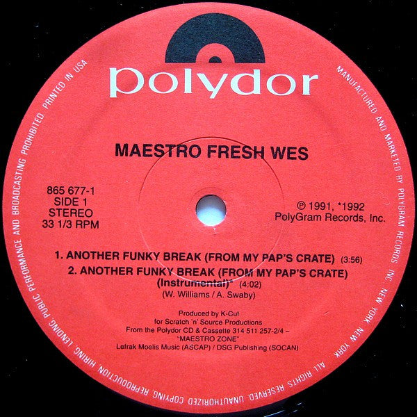 Maestro Fresh-Wes : Another Funky Break (From My Pap's Crate) (12")