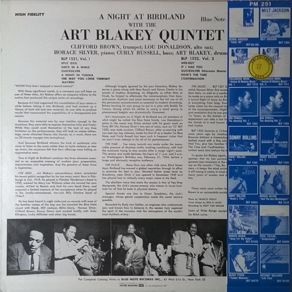 Art Blakey Quintet : A Night At Birdland Volume 2 (LP, Album, Mono, RE)