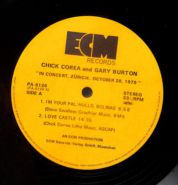 Gary Burton / Chick Corea : In Concert, Zürich, October 28, 1979 (2xLP, Album)