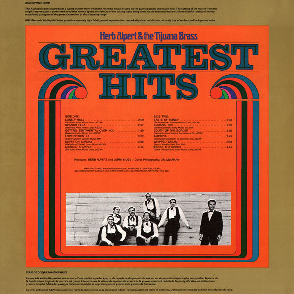 Herb Alpert & The Tijuana Brass : Greatest Hits (LP, Comp, RE)
