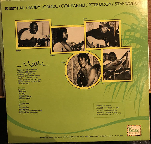 The Peter Moon Band : Mālie (LP, Album)