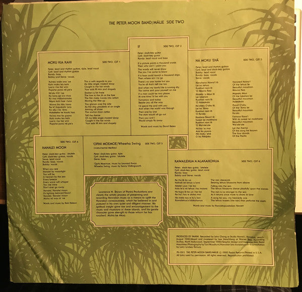 The Peter Moon Band : Mālie (LP, Album)