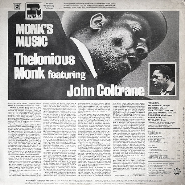 Thelonious Monk Featuring John Coltrane : Monk's Music (LP, Album, RE, RM)