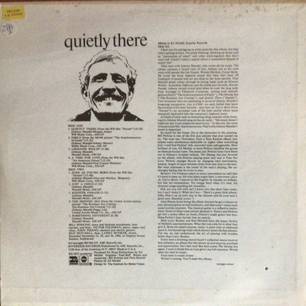 Bill Perkins Quintet Featuring Victor Feldman : Quietly There (LP, Album)