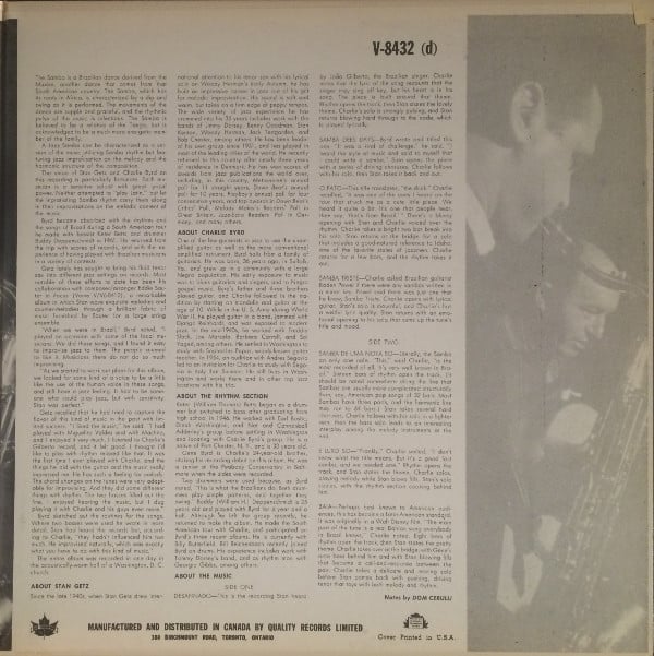 Stan Getz / Charlie Byrd : Jazz Samba (LP, Album, Mono)
