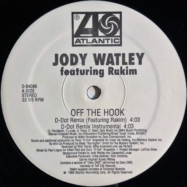 Jody Watley Featuring Rakim : Off The Hook (12")