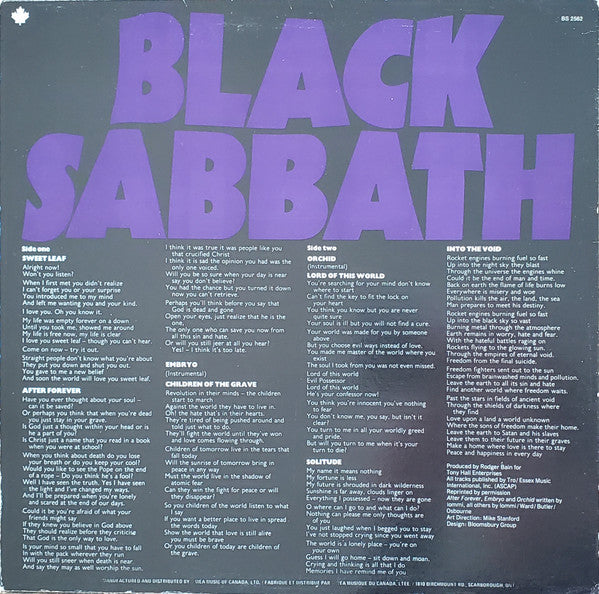 Black Sabbath : Master Of Reality (LP, Album, RE)