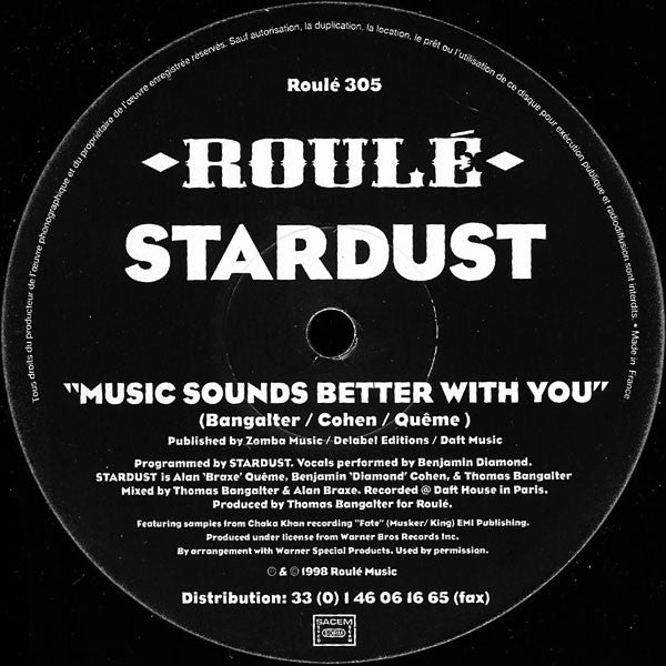 Stardust : Music Sounds Better With You (12", S/Sided, Single, Etch)