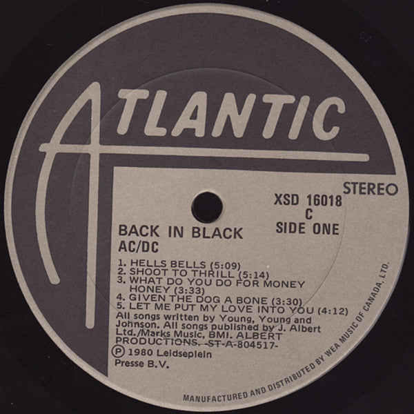 AC/DC : Back In Black (LP, Album, Don)