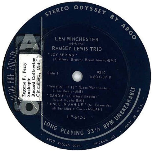 Lem Winchester And The Ramsey Lewis Trio : Perform A Tribute To Clifford Brown (LP, Album, Blu)