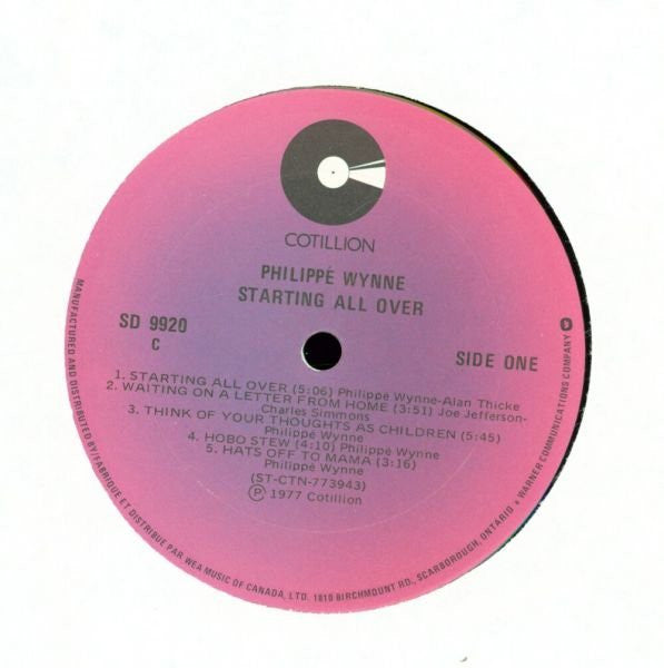 Philippe Wynne : Starting All Over (LP, Album)