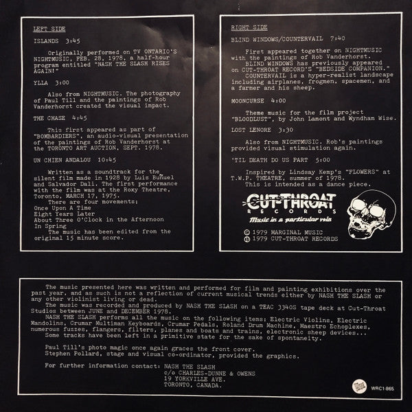 Nash The Slash : Dreams And Nightmares (LP, Album, JAM)