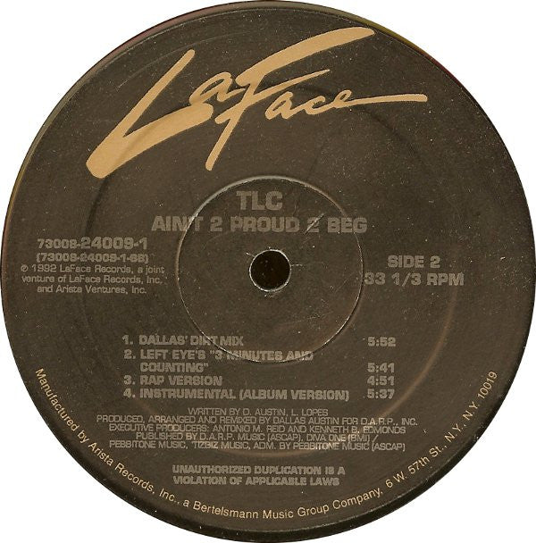 TLC : Ain't 2 Proud 2 Beg (12")