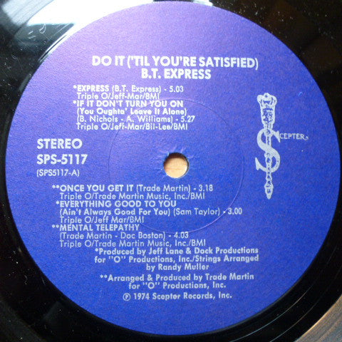 B.T. Express : Do It ('Til You're Satisfied) (LP, Album, RE)