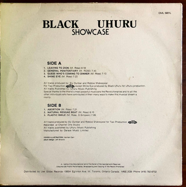 Black Uhuru : Showcase (LP, Album)
