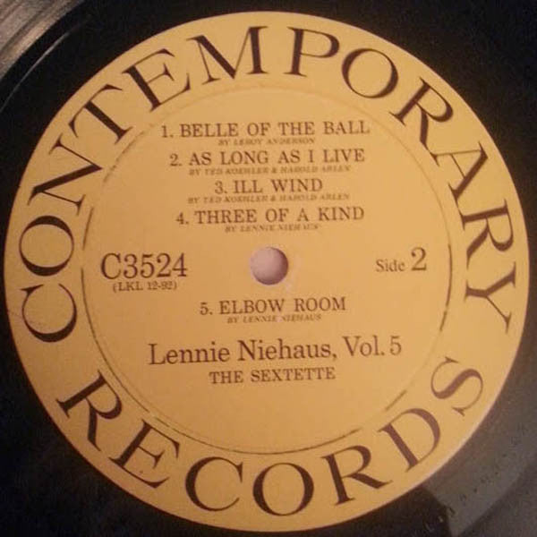 Lennie Niehaus : Vol. 5: The Sextet (LP, Album, Mono)