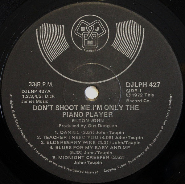 Elton John : Don't Shoot Me I'm Only The Piano Player (LP, Album)