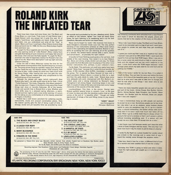 Roland Kirk : The Inflated Tear (LP, Album, RE)