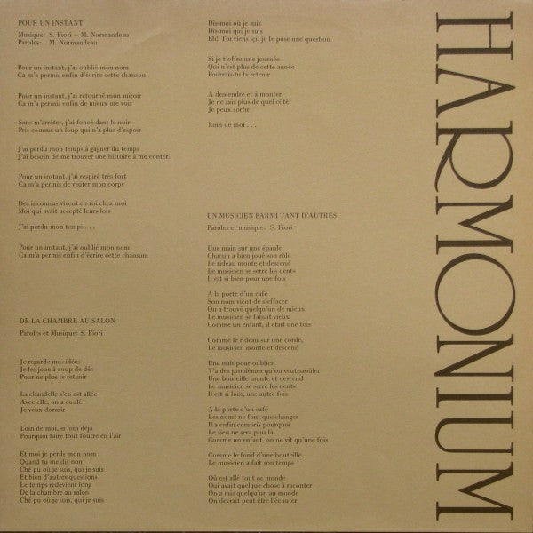 Harmonium : Harmonium (LP, Album)