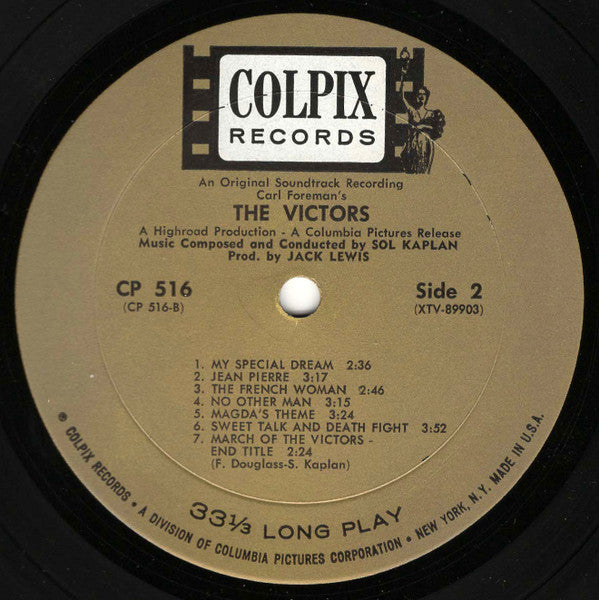 Sol Kaplan : The Victors - Original Soundtrack Recording (LP, Album, Mono)