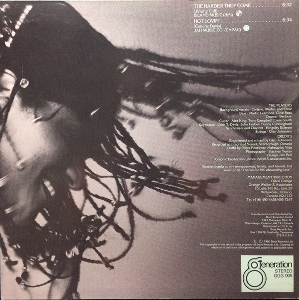 Carlene Davis : The Harder They Come / Hot Lovin' (12", Single)