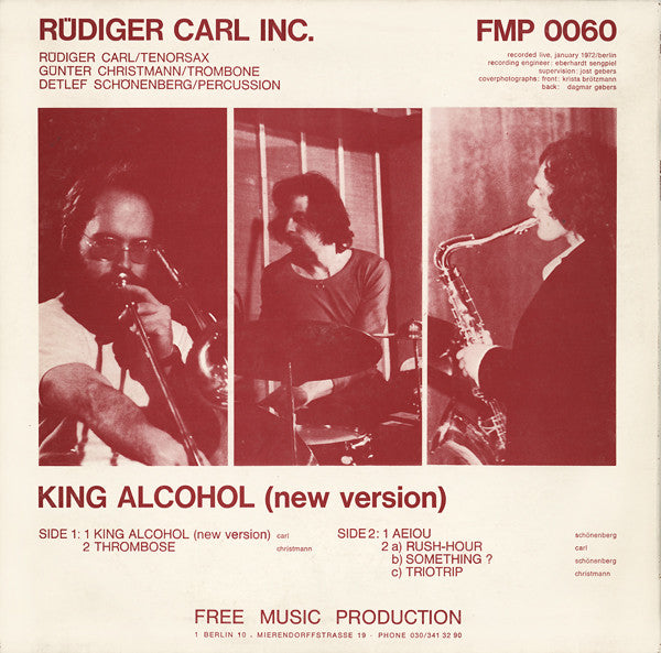 Rüdiger Carl Inc. : King Alcohol (New Version) (LP, RE)