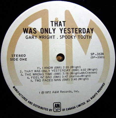 Gary Wright - Spooky Tooth : That Was Only Yesterday (2xLP, Comp, Gat)