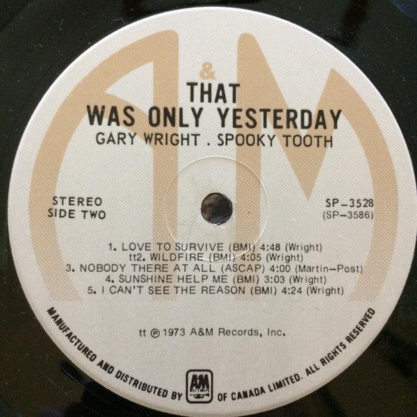 Gary Wright - Spooky Tooth : That Was Only Yesterday (2xLP, Comp, Gat)