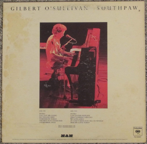 Gilbert O'Sullivan : Southpaw (LP, Album)