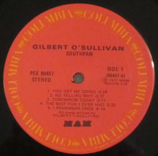 Gilbert O'Sullivan : Southpaw (LP, Album)