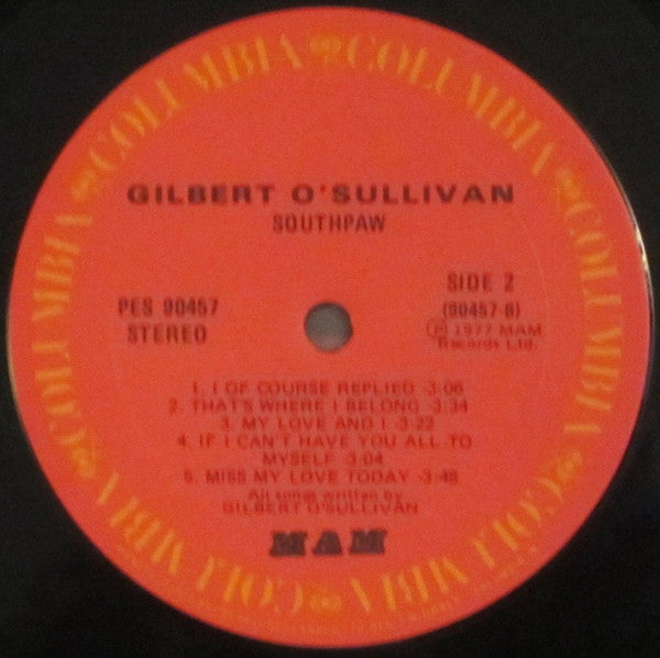 Gilbert O'Sullivan : Southpaw (LP, Album)