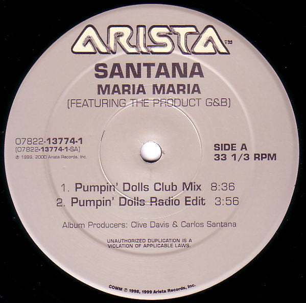 Santana Featuring The Product G&B : Maria Maria (12")