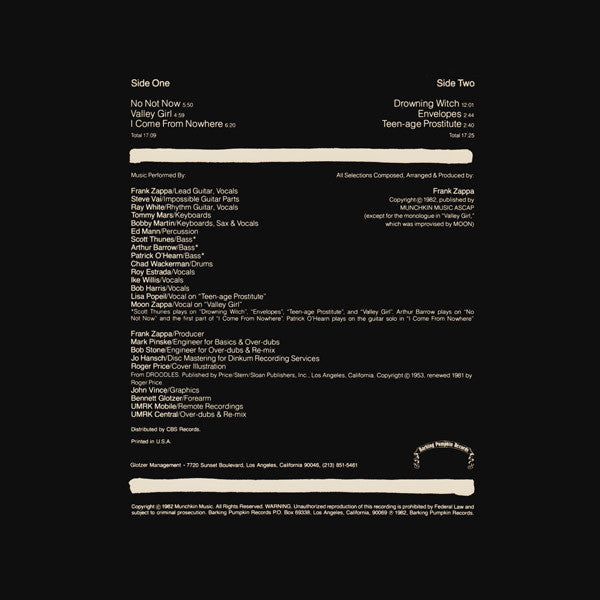 Frank Zappa : Ship Arriving Too Late To Save A Drowning Witch (LP, Album, Ter)