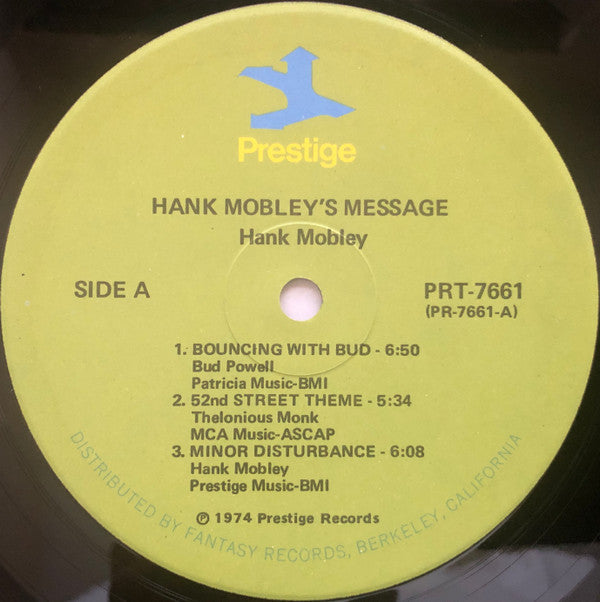Hank Mobley : Hank Mobley's Message (LP, Album, RE, RM)
