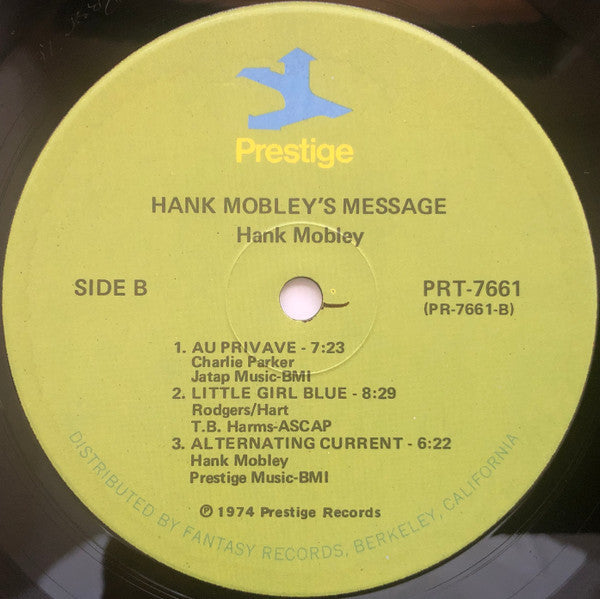 Hank Mobley : Hank Mobley's Message (LP, Album, RE, RM)