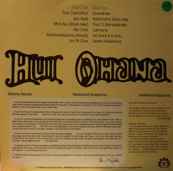 Hui Ohana : Hui Ohana (LP, Album)
