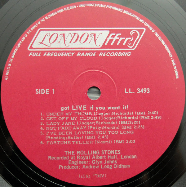The Rolling Stones : Got Live If You Want It! (LP, Album, Mono)