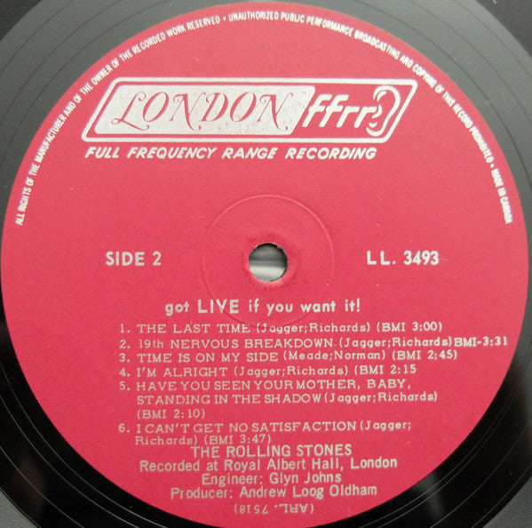 The Rolling Stones : Got Live If You Want It! (LP, Album, Mono)