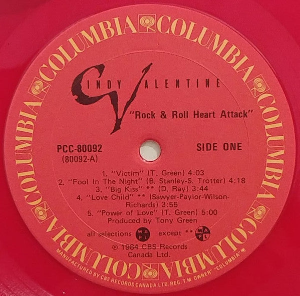 Cindy Valentine : Rock & Roll Heart Attack (LP, Album, Red)